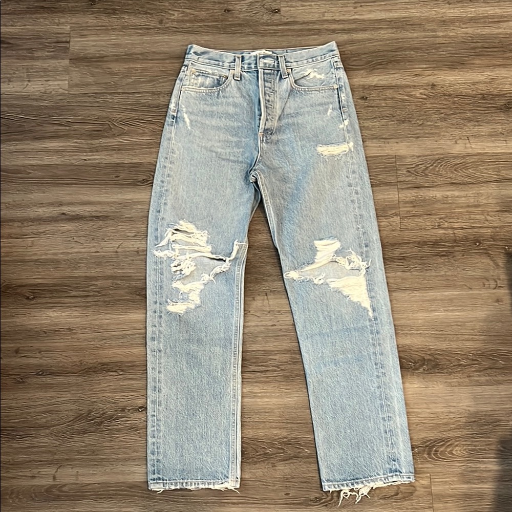 Agolde Distressed Light Blue Jeans